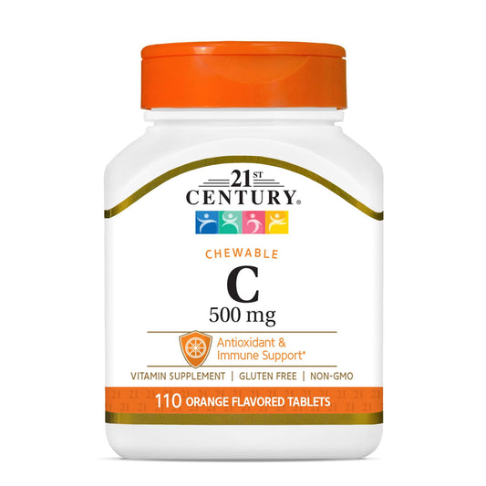 21st Century Vitamin C 500 mg Chewable Tablets, Orange, 110 Count