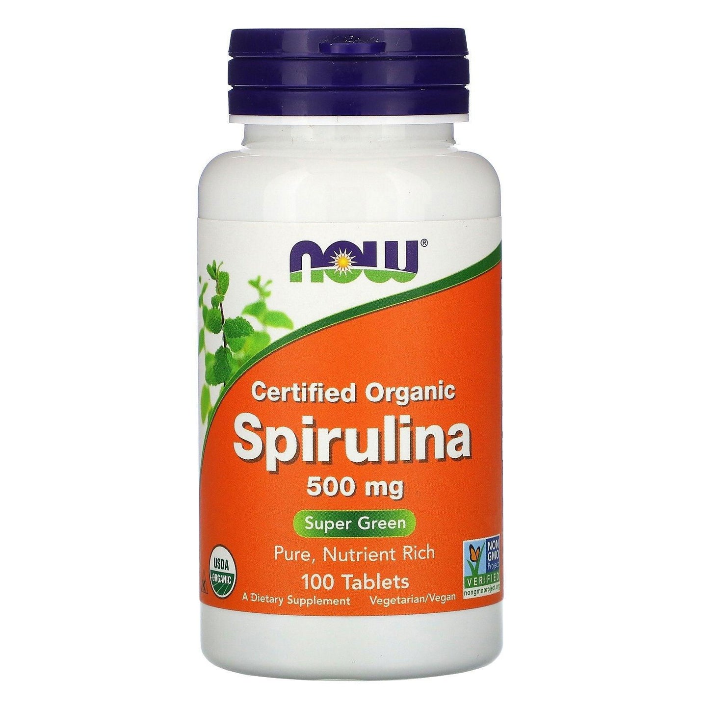 Now Foods Organic Spirulina 100 Tablet 500 mg - Brivane