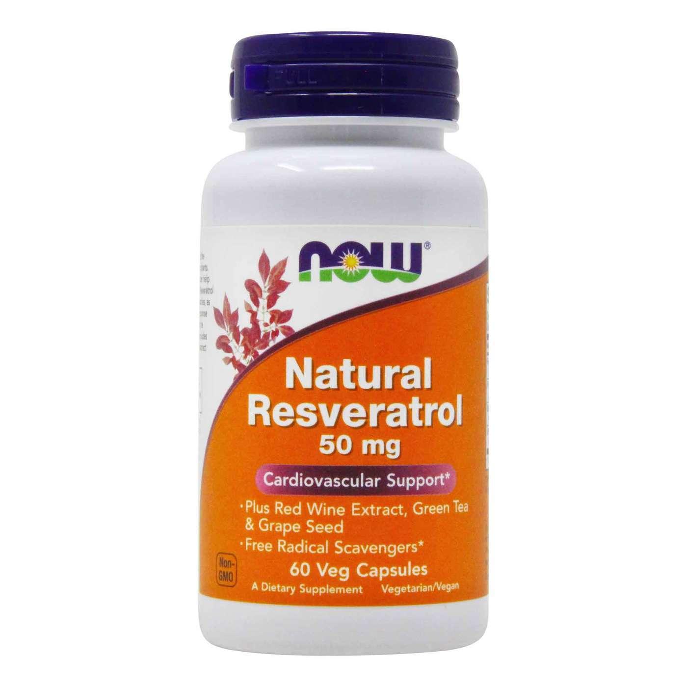 Now Natural Resveratrol 50mg Veg Capsules - Brivane