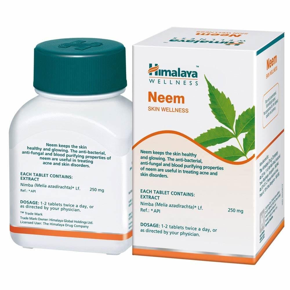 Himalaya Neem Skin Wellness Tablets Controls Acne Naturally 60 Tablets