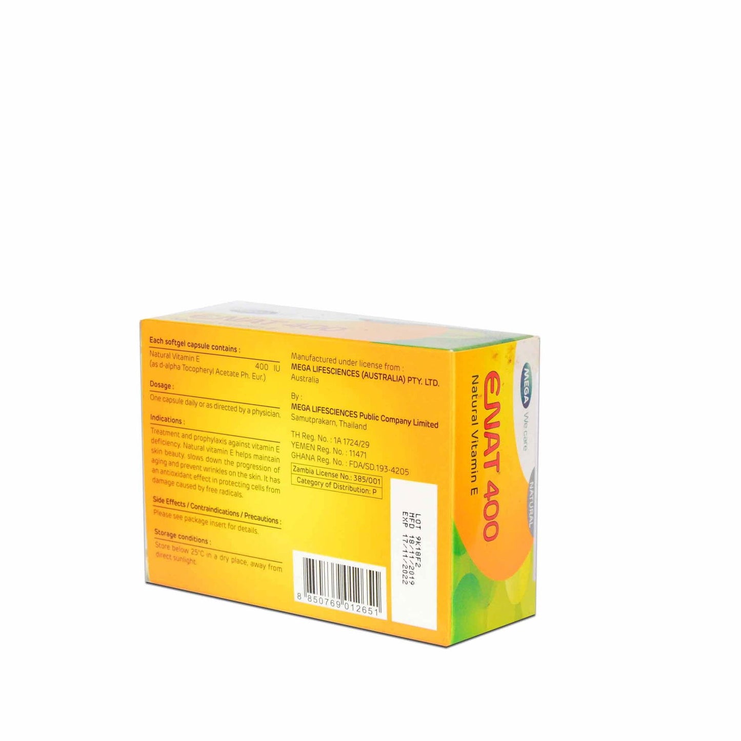 Mega We Care Enat 400 Natural Vitamin E 30 Softgel Capsules