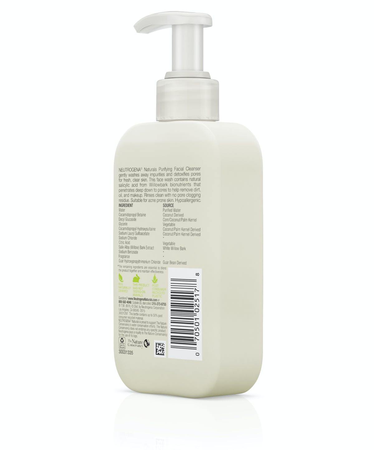 Neutrogena Natural Purifying Facial Cleanser Back View