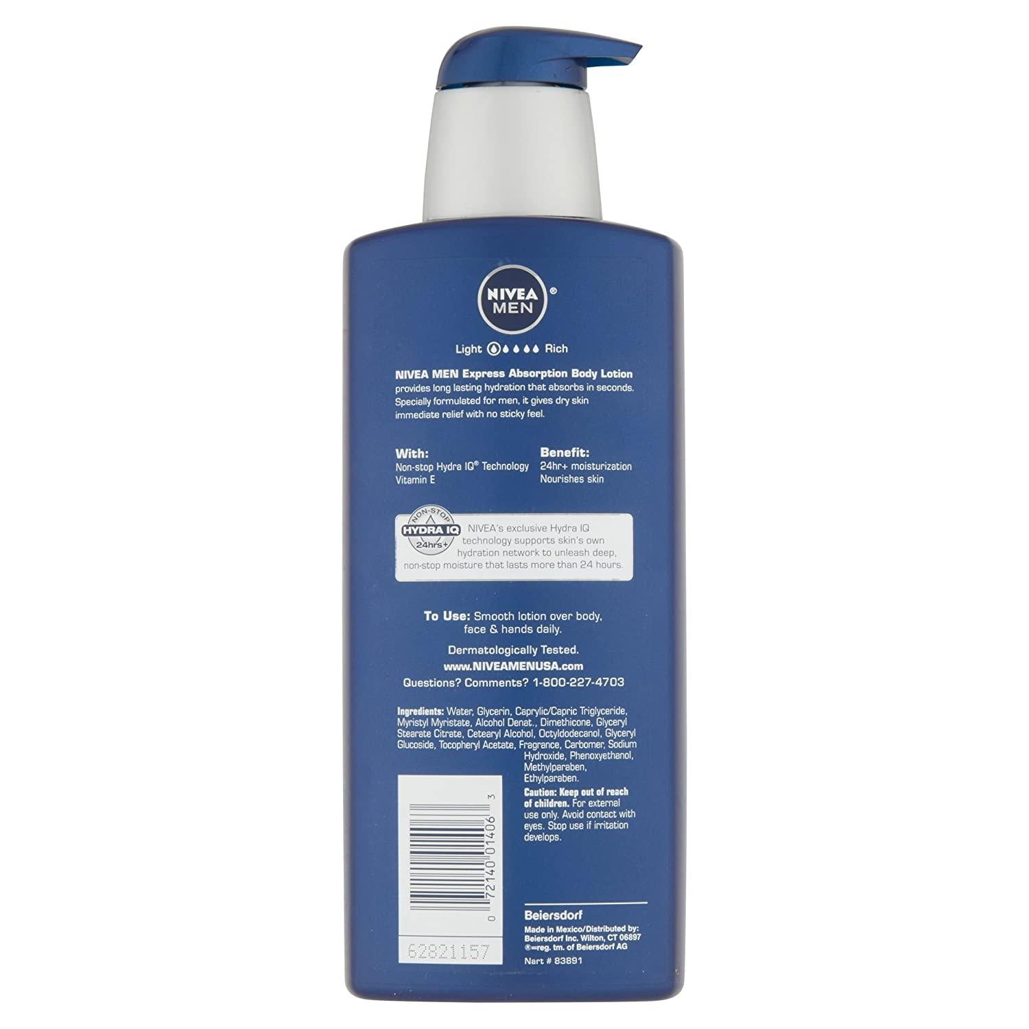 Nivea Men Express Absorption 3in1 Revitalising Lotion Back View