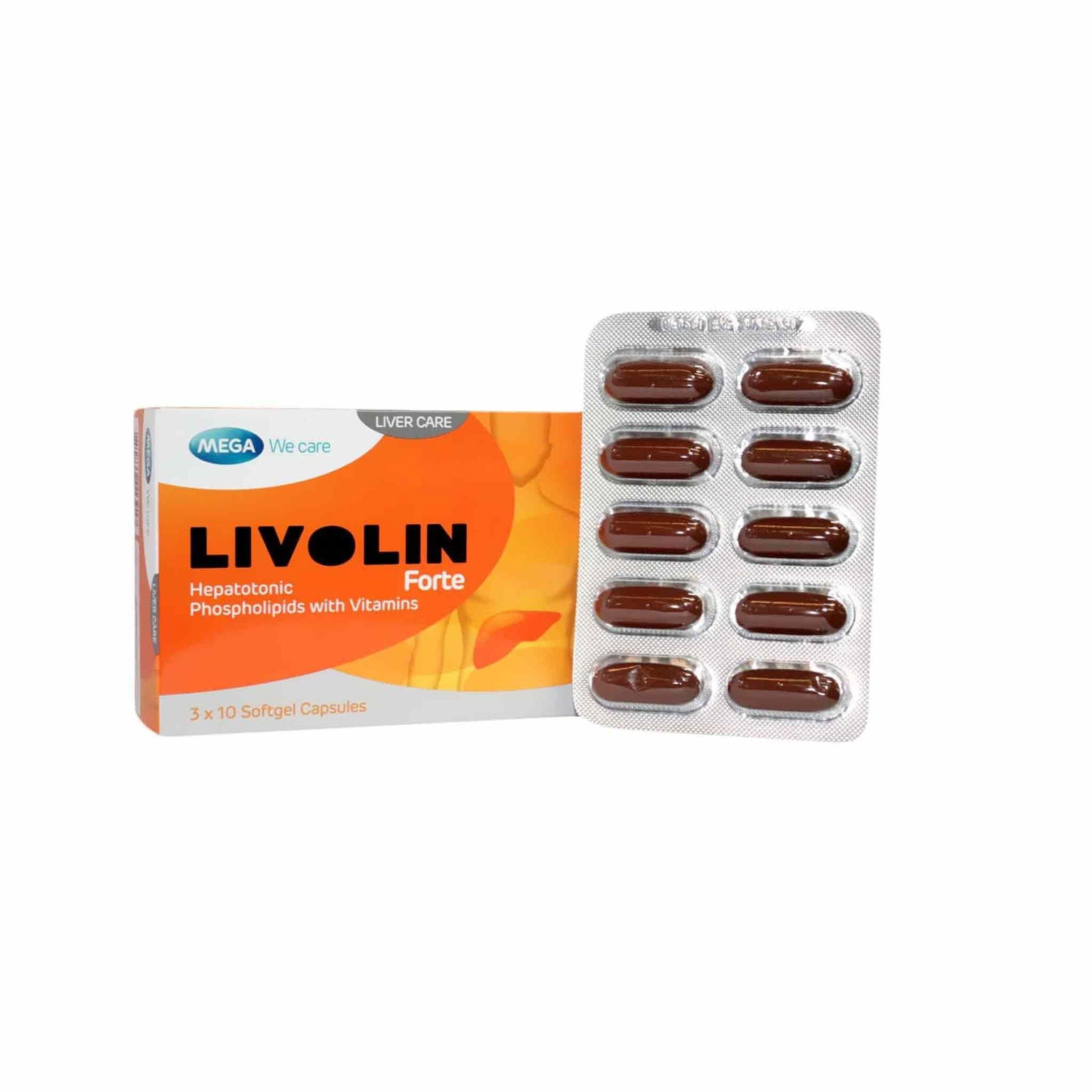 Mega We Care Livolin Forte 30 Softgel Capsules Liver Care Supplement