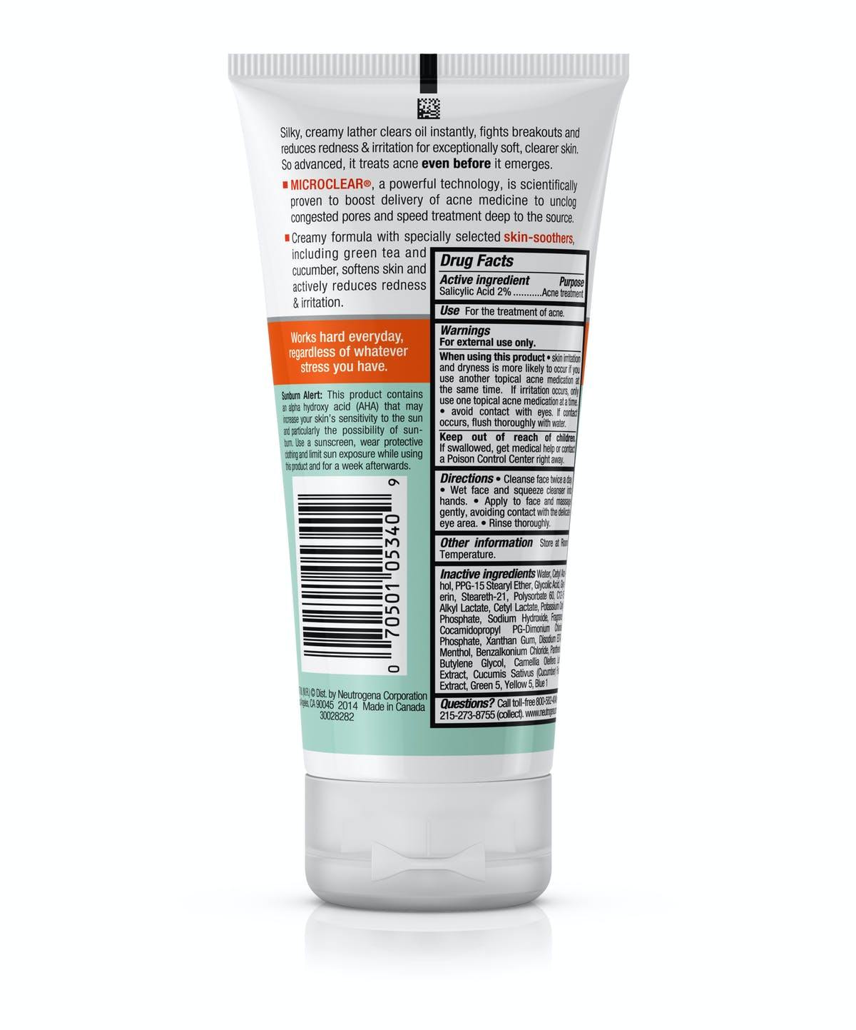 Neutrogena Oil Free Acne Stress Control Power Cream Wash
