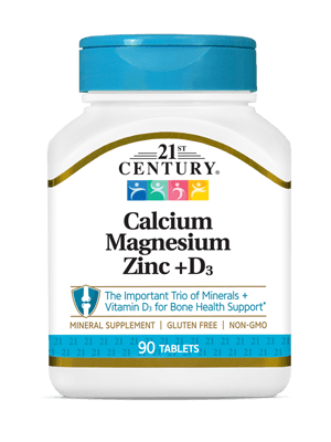 21st Century Calcium Magnesium Zinc +D3 90 Tablets - Brivane
