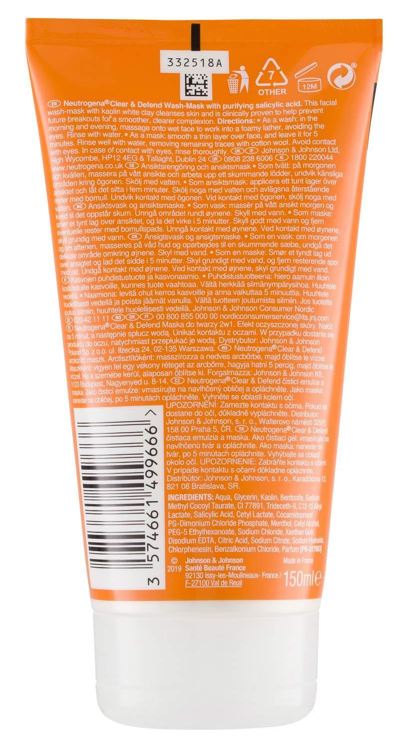 Neutrogena Clear and Defend back view