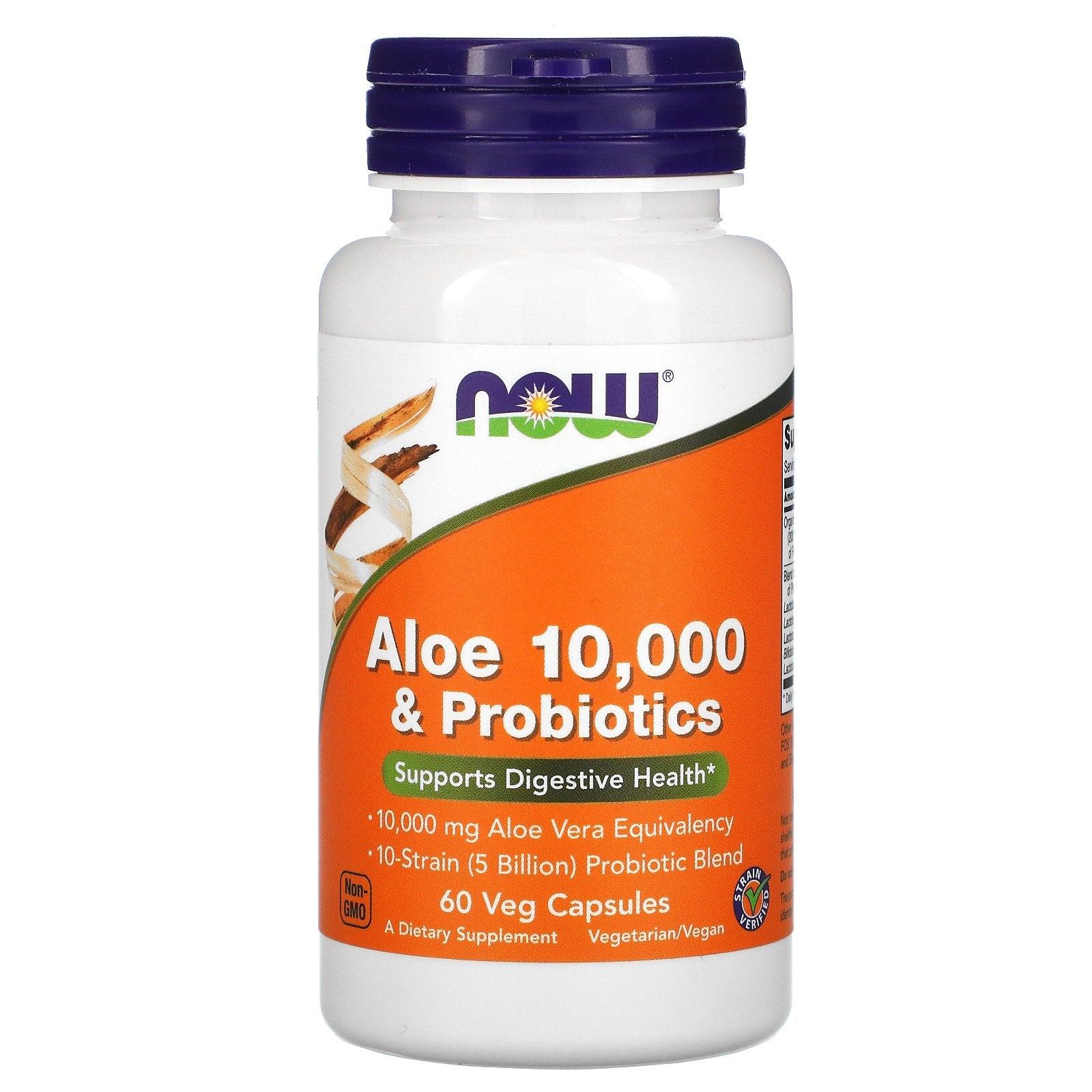 Now Aloe 10,000-and Probiotics Veg Capsules